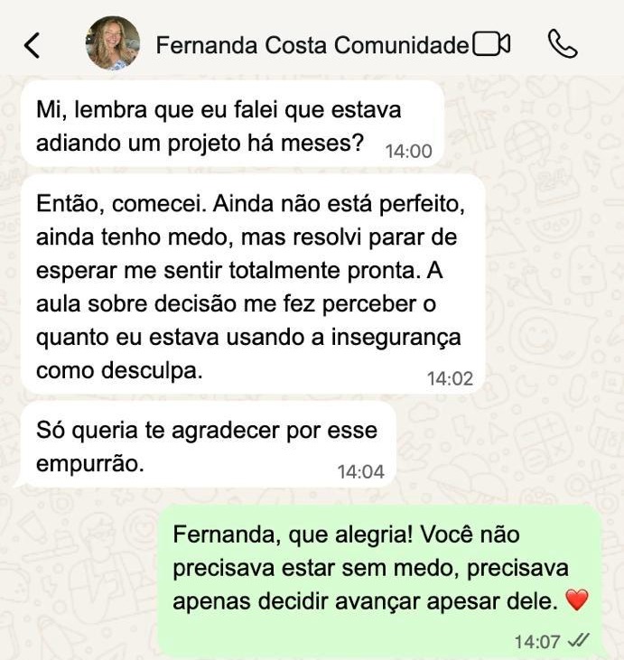 Depoimento de Fernanda Costa, da comunidade, sobre a Jornada Mulher Próspera