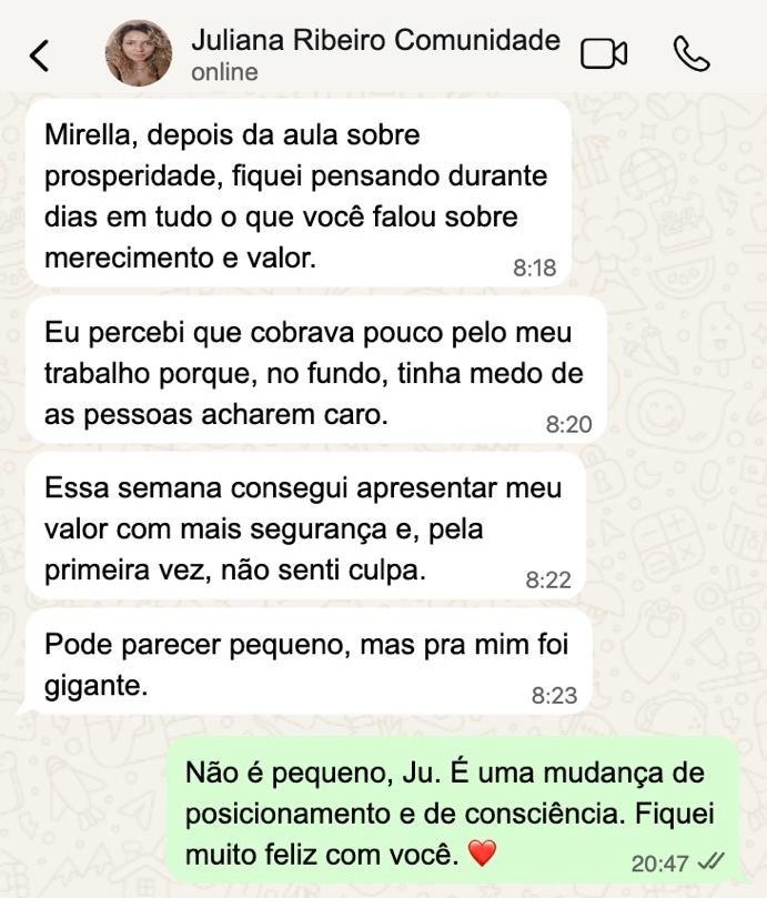 Depoimento de Juliana Ribeiro, da comunidade, sobre a Jornada Mulher Próspera